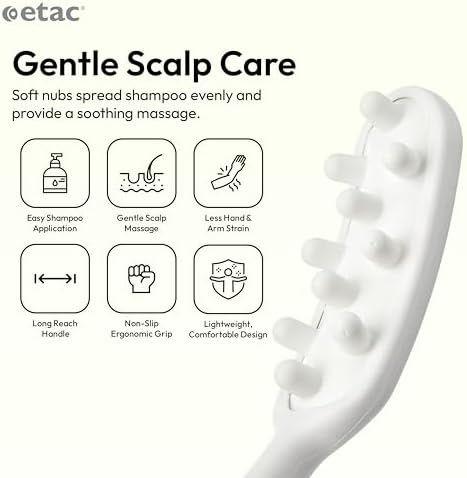 Etac Beauty Hair Washer – Long Handle Scalp Massager, Shampoo Applicator, Head Scratcher & Hair Scrubber for Easy Washing, Ergonomic Non-Slip Grip, Reduces Strain on Hands, Arms & Shoulders