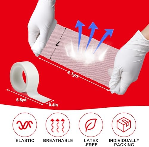 DMSKY 180 Pack Gauze Rolls, 4 in x 4.1 Yards, Individually Wrapped Breathable Rolled Gauze, Premium Bandage Wrap Rolled Gauzes, Mummy Wraps