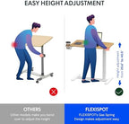 FLEXISPOT H7 Adjustable Overbed Bedside Table with Wheels Pneumatic Mobile Standing Desk Laptop Desk Rolling Computer Cart Movable Overbed Table Hospital Home Use(27.6" W x 15.7" D, Maple Table)