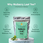 Zi Chun Tea | Organic White Mulberry Leaf Tea Morus alba | Premium Loose Leaf Herbal Tea, Whole Mulberry Leaves, Naturally Caffeine-Free, Herb Hoja de Morera – 3.5 oz