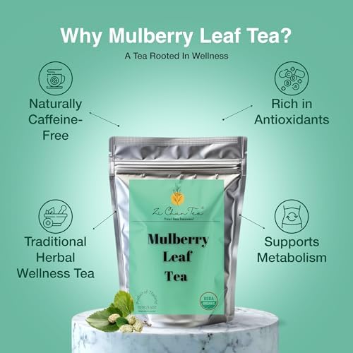 Zi Chun Tea | Organic White Mulberry Leaf Tea Morus alba | Premium Loose Leaf Herbal Tea, Whole Mulberry Leaves, Naturally Caffeine-Free, Herb Hoja de Morera – 3.5 oz