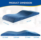 Ergonomic Curved Lash Bed Topper High Density Memory Foam Massage Table Pad with Soft Plush Velvet Cover, Non Slip Lash Bed Foam Topper for Beauty Salon/Spa/Massage (Blue, 70"×27.5")