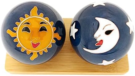 Top Chi Sun and Moon Baoding Balls with Bamboo Stand
