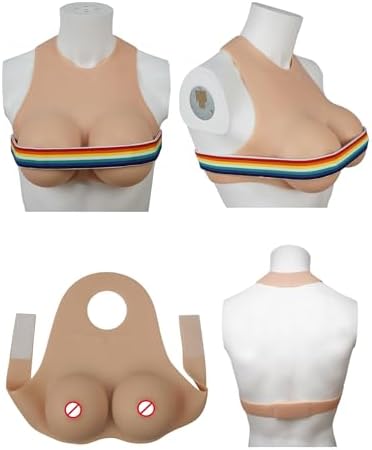 Silicone Breasts Forms, Silicone Fake Breastplate B-G CUP Silicone Filled Fake Boobs for Crossdressers Drag Queen