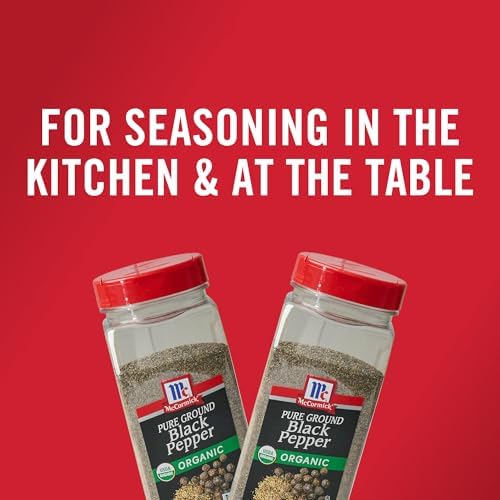 McCormick Black Pepper, Pure Ground, Organic, Non GMO, Enjoy Distinctive Pepper Flavor While Cooking & Tableside, 12 oz