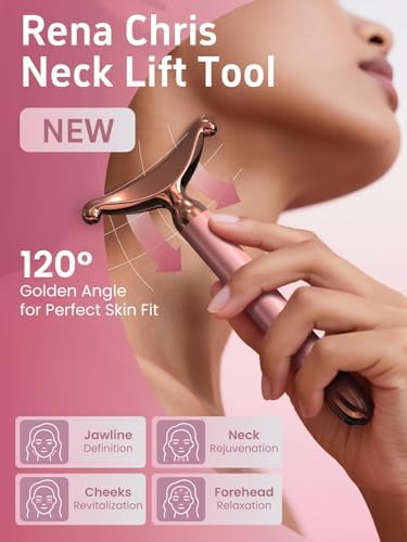 Facial Massager & Neck Lifter, Lymphatic Drainage Depuffer, Jawline Sculpting Tool, Under-Eye Care, Ergonomic Weighted Metal, at-Home Spa Results