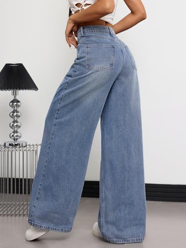 Womens Baggy Jeans Wide Leg Denim Pants Y2k 90s Vintage Hip Hop Loose Long Trousers Streetwear