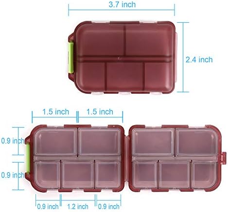2PCS Travel Pill Organizer Box, Portable Pill Case, Pill Box Dispenser, with 10 Compartments for Different Medicines