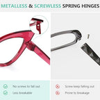 Eyekepper Huge Metalless Screwless Spring Hinges Blue Light Blocking Reading Glasses Women 6 Pack Cat Eye Computer Readers