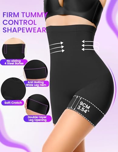 SIMIYA Shapewear Tummy Control Shorts for Women, 5-IN-1 Body Shaper High Waisted Girdle Boyshort Slip Short for Under Dresses