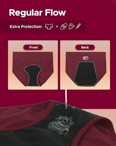 INNERSY Period Underwear for Women High Waisted Leak-Proof Postpartum Menstrual Panties 3-Pack