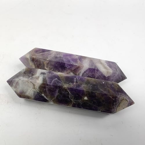 10cm Natural Crystal Tower Two Point Wand Obelisk 6 Faceted Crystals Point Chakra Stone Kit Home Decor Reiki Healing Gift (Green Fluorite)