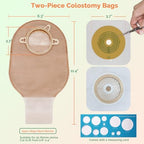 21 PCS Colostomy Bags Two Piece Ostomy Bag Ostomy Supplies Drainable Pouches with Closure for Ileostomy Colostomy Urostomy Stoma Care Cut to Fit (15 PCS Bags+6 PCS Barrier)
