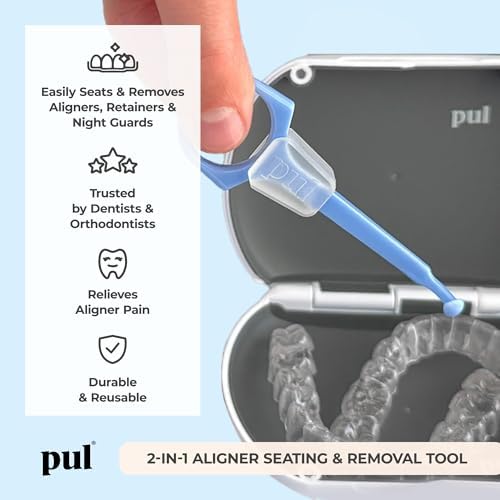 PUL 2-in-1 Aligner Removal Tool and Chewies for Invisalign Aligners, Retainers and Trays - Patented Invisalign Remover Tool for Easy Removal & Secure Fit - Pack of 3, White