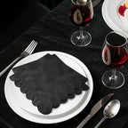 120 Pcs Black Scalloped Cocktail Napkins,2-Ply Black Disposable Beverage Party Napkins for Dinner Wedding Birthday Baby Shower