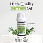 Pranarom USDA Certified Organic Rosemary Cineole Essential Oil (5ml), 100% Pure Undiluted Therapeutic Grade from Tunisia for Aromatherapy, Diffuser, Meditation, Massage, Relaxation