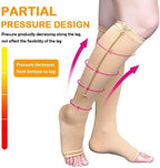 Compression Socks Stretchy Zipper Leg Support Open Toe Knee Stockings Unisex (3 Pairs)(XXL)
