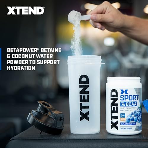 XTEND Sport BCAA Powder Blue Raspberry Ice - Electrolyte Powder for Recovery & Hydration with Amino Acids - 30 Servings