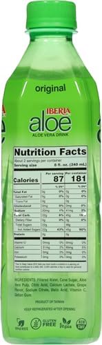 Iberia Aloe Vera Juice Drink with Pure Aloe Pulp, Original,16.9 Fl Oz (Pack of 8)
