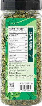 Soeos Parsley Flakes, 2.1 oz (60g), Dried Parsley Leaves, Fresh Flavor and Aroma, Perfect for Seasoning, Garnishing, and Cooking