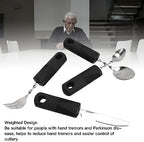 Tyenaza Weighted Silverware, Hand Tremor Spoon Fork Knife Adaptive Utensil Set for Parkinsons Patients Arthritic Aid