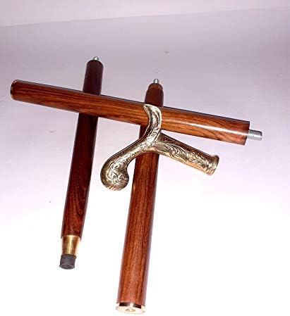 Antique Royal Victorian Silver Brass Wooden Walking Cane Stick Style