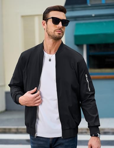 MAGCOMSEN Men's Jacket Lightweight Windbreaker Bomber Jacket Windproof Casual Jacket Zip Up Coats Outwear with 5 Pockets