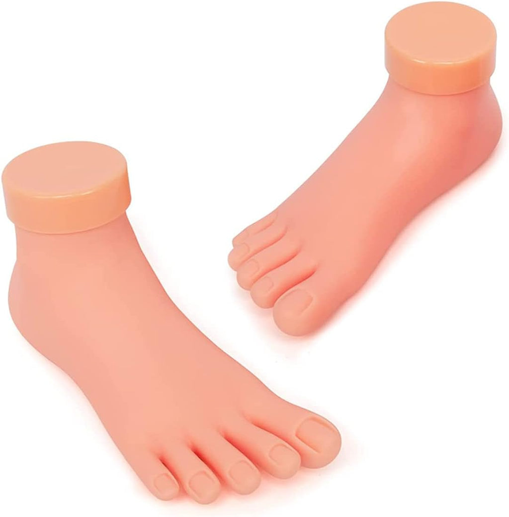 krofaue Practice Fake Foot Model 1 Pair Flexible Soft Silicone Prosthetic Manicure Tool for Nail Tips Art Training