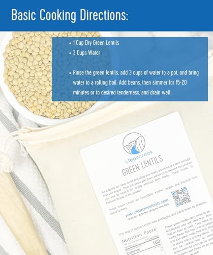 CLEAR CREEK Green Lentils | Project Non-GMO Verified | 25 lbs | Vegan | Non-Irradiated (Will Sprout) | Kosher | Vegan