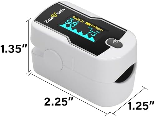 Zacurate 500E-B Wireless Bluetooth Fingertip Blood Pulse Oximeter Monitor with FREE App, SpO2, Heart Rate, Plethysmograph, and Perfusion Index Finger Oxygen Sensor Meter