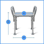 Medline Backless Shower Chair with Arms - 350 lb. Capacity, Bench, Stool, Seat for Elderly, Seniors Independent Adult and Disabled Adults