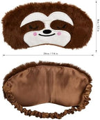 Cute Sloth Sleeping Mask, Soft Fluffy Plush Blindfold Funny Novelty Animal Sleep Mask Eye Cover Eyeshade for Kids Girls Boys Women Men Night Nap Travel Meditation (Brown, Sloth)