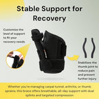 BraceUP Thumb Spica Splint Brace Right Left Hand Women and Men, CMC with Thumb Support, for Arthritis, Tendonitis, Carpal Tunnel Pain Relief and Thumb Sprain (Black)