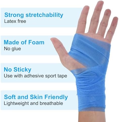 PATIKIL Foam Pre Wrap Athletic Tape 2.75 Inch x 30 Yards, 4 Rolls Non-Adhesive Prewrap Headbands for Hair Soccer Sport Wrists Elbows Knees Ankles, Orange