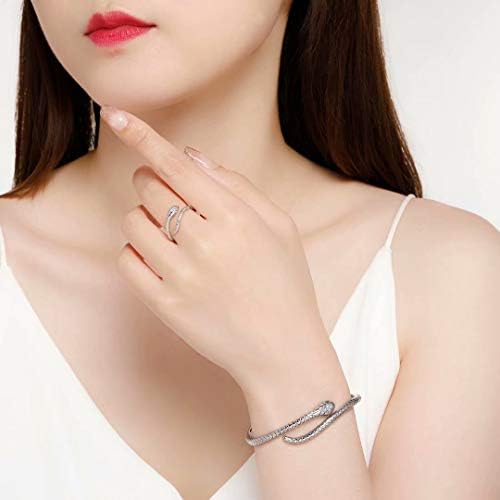 Presentski Snake Bracelet Sterling Silver Open Bangle Serpent Bracelet Vintage Silver Bracelet for Women