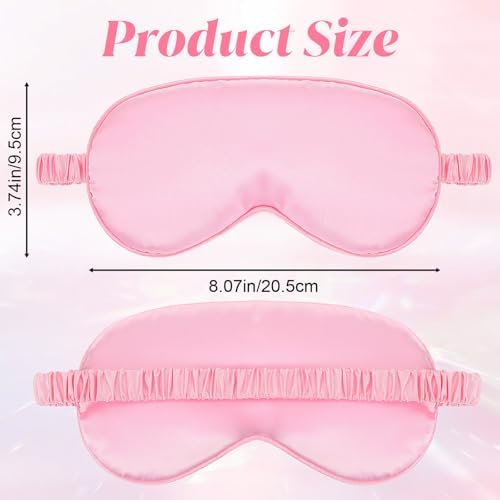 Silk Sleep Eye Mask 4 Pack Mulberry Silk Sleep Mask Eye Cover Blindfold with Elastic Strap Cute Satin Soft Eyeshade Masks for Women Night Sleeping Travel Nap (Pink)