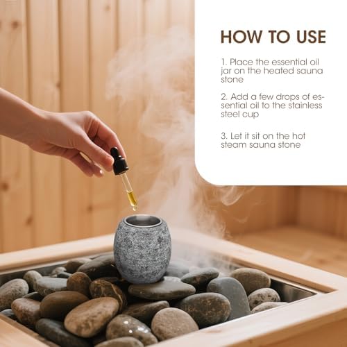 Sauna Aromatherapy Stone, Sauna Essential Oil Diffuser, Natural Rock with Stainless Steel Bowl for Essential Oils, Spa Accessories
