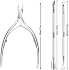 Cuticle Trimmer Cuticle Remover with Cuticle Pusher, XUNXMAS Professional Stainless Steel Durable Pedicure Manicure Tools Cutter Nipper Scissor Clipper for Fingernails and Toenails Dead Skin Silver