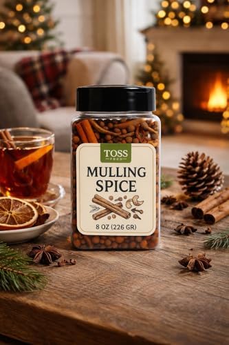 TOSS Mulling Spice Blend – 8 oz Jar | Cinnamon, Cloves, Allspice, Orange Peel & More | Perfect for Mulled Wine, Hot Cider, Tea & Holiday Beverages