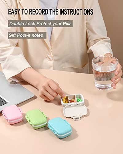 4 PC Pill Case 3 Removable Compartments Pill Box BPA-Free,Day Pill Organizer/3 Times a Day/AM-PM Travel Pill Organizer for Pocket or Purse Storage Vitamin, Fish Oil or Medicine
