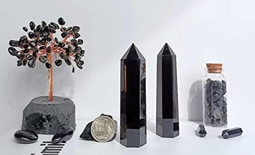 LAIDANLA Obsidian Healing Crystals Wands 3.5-4" Polishing Natural Reiki Energy Wand Stone Hexagonal Point Large Crystal Gemstones for Meditation Therapy Crystal Grid Decoration 1Pcs