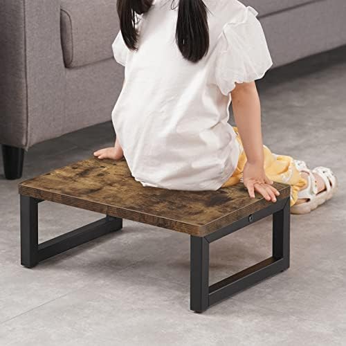 Snughome Wooden Step Stools for Kids, Solid Portable Wooden Bedside Step Stool Adults Hold Up to 350 lb, One Step Foot Stool for Kitchen, Bedroom, Living Room, Bathroom - Self-Assembly(Rustic Brown)