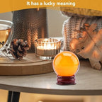 40 MM Natural Citrine Crystal Sphere Ball, Feng Shui Natural Transparent Ball Citrine Quartz with Holder for Wealth and Protect The House