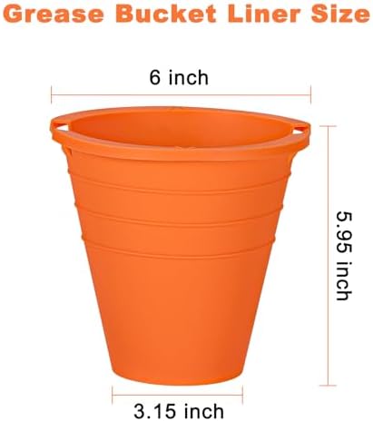 2pcs reuasble Silicone Grease Bucket Liners Compatible for Traeger/Pit Boss ect/Oklahoma Joe' /Green Mountain Grill Drip Tray Bucket Liner for pro Pellet Wood Smoker Grill Accessories（Orange）