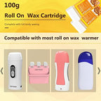 Roll On Wax Kit - Hair Removal Cartridges, 4 Pack Honey Rollers With 50 Strips and 20 After-Wax Treatment Wipes