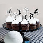 Kreatwow 36pcs Volleyball Cupcake Topper Black White Volleyball Birthday Party Decoration Volleyballs Birthday Cake Decor Sports Game Player Birthday Party Decor for Girls