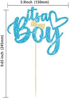 Gyufise 1 Pack Blue Glitter It's a Boy Cake Topper Gender Reveal Cake Decoration Pick for Baby Shower Gender Reveal Baby Boy 1st 2nd 3rd Birthday Party Decorations Supplies