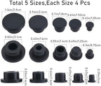 GORGECRAFT 20Pcs 5 Sizes Silicone Hole Plug Black Rubber Round Waterproof Button Tube End Cover Soft Flexible Stopper Plugs Furniture Accessory Fit for Bottle Pipes 7.5-21mm Inner Diameter