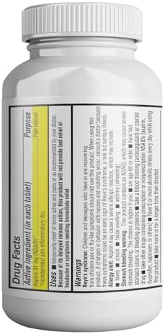 Health Pharma Aspirin 81 mg (1000 Enteric Coated Tablets) | Adult Low Dose Strength Pain Reliever (NSAID) | Safe Pain Relief for Minor Aches and Pain | Value Pack Generic