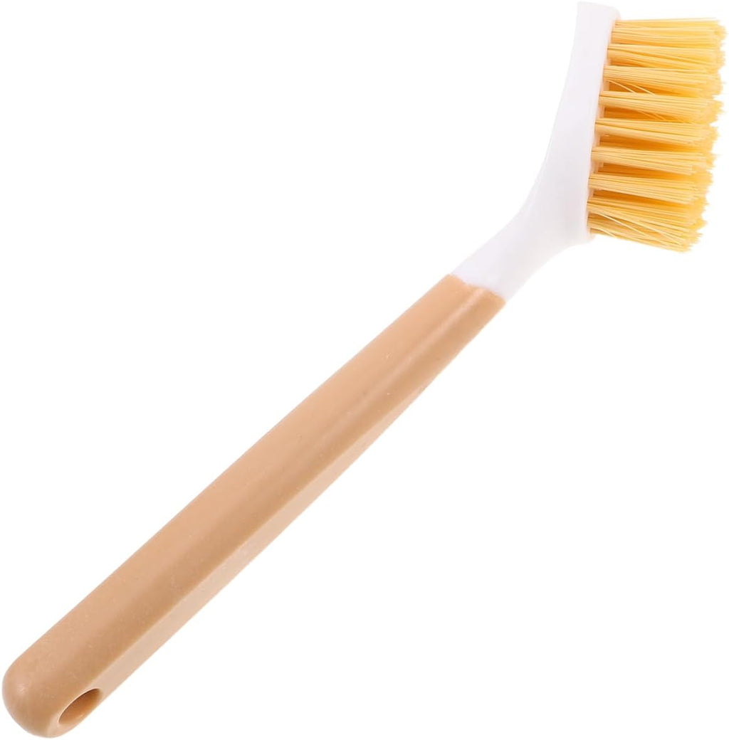 Cabilock Kitchen Dish Brush with Handle, Heavy Duty Stiff Scrub Brush for Cleaning Pans, Wok, Pots and Sink, Non-Scratch Dishwashing Scrubber with Scraper for Household Kitchen Utensil Supply